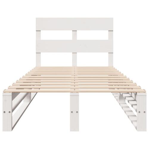 Sengeramme uden madras 75x190 cm massivt fyrretræ hvid