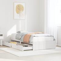 Sengeramme uden madras 75x190 cm massivt fyrretræ hvid
