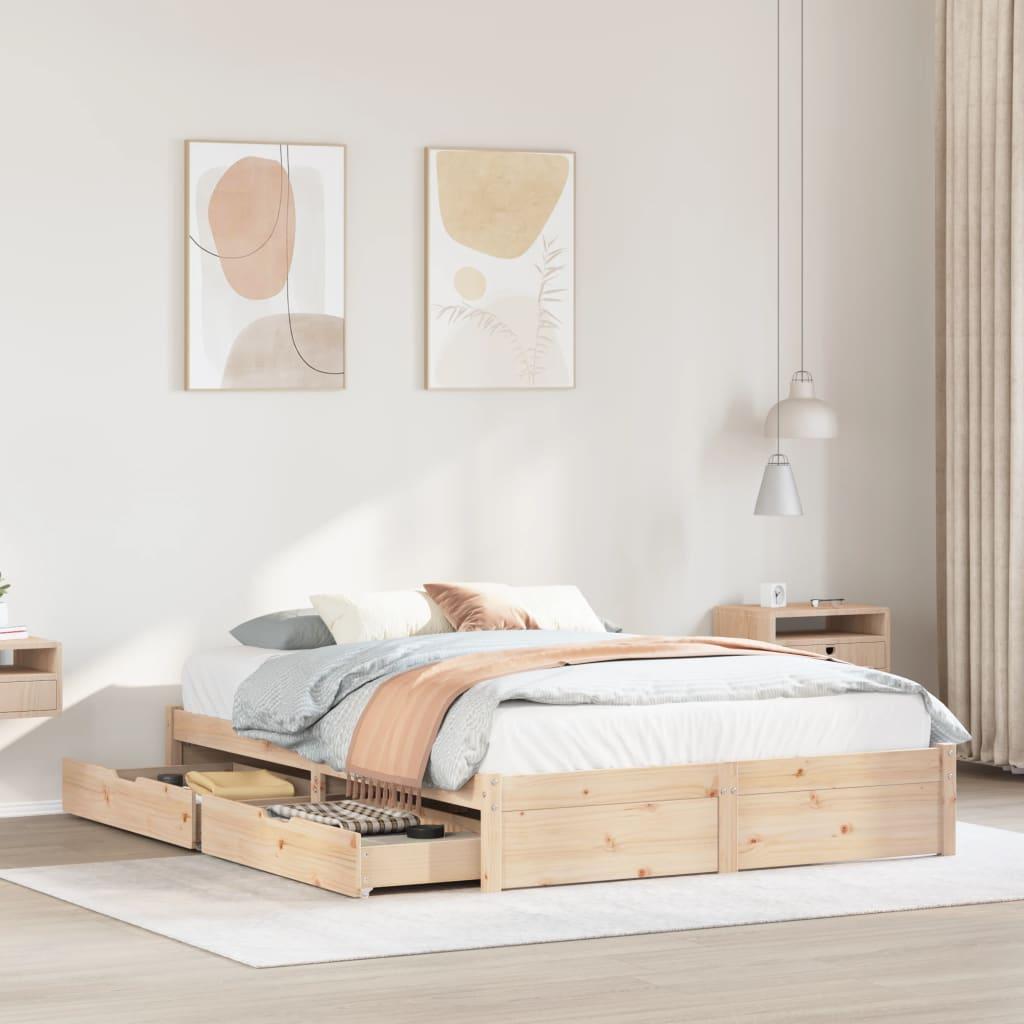 Sengeramme uden madras 150x200 cm massivt fyrretræ