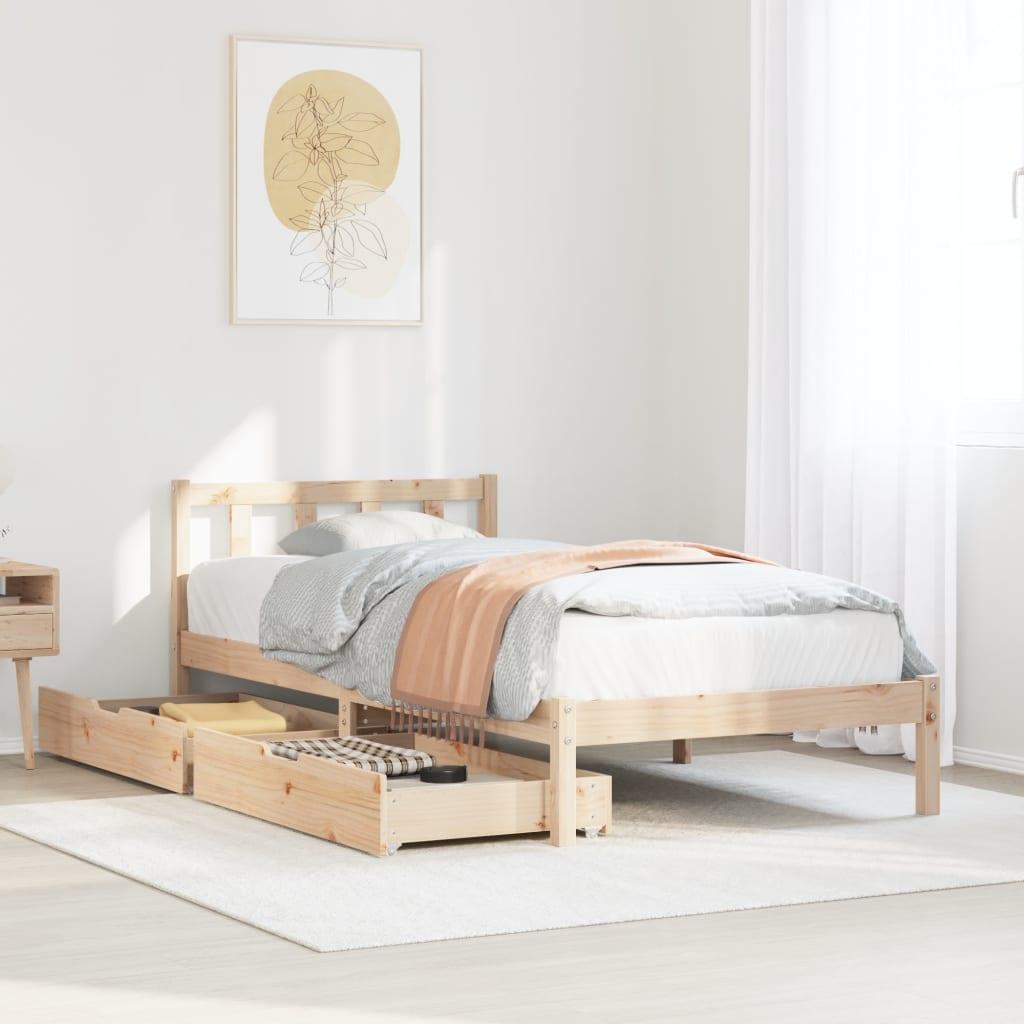 Sengeramme uden madras 75x190 cm massivt fyrretræ