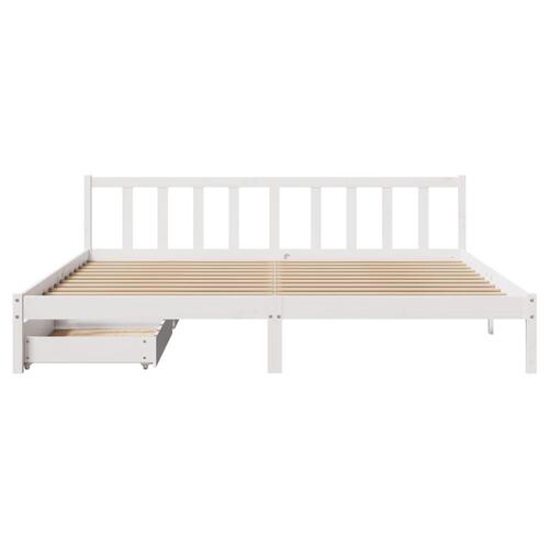 Sengeramme uden madras 200x200 cm massivt fyrretræ hvid