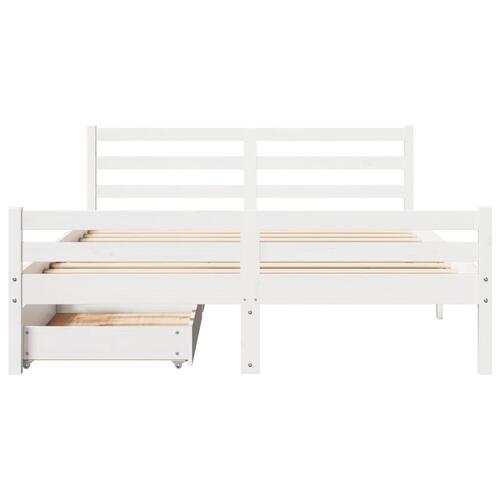 Sengeramme uden madras 150x200 cm massivt fyrretræ hvid