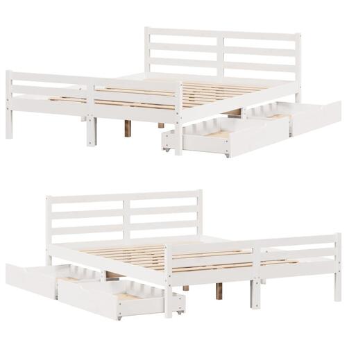 Sengeramme uden madras 150x200 cm massivt fyrretræ hvid