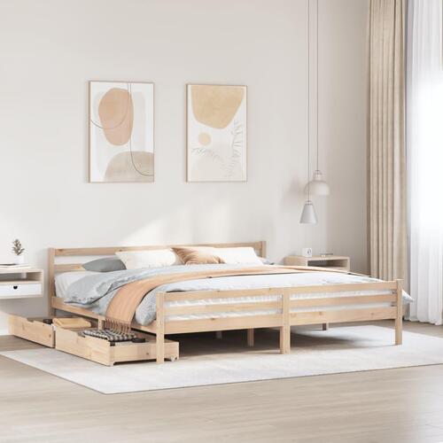 Sengeramme uden madras 200x200 cm massivt fyrretræ