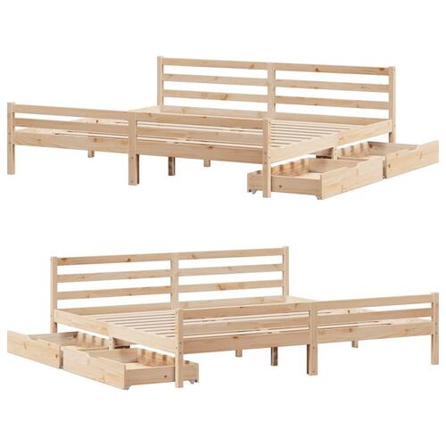 Sengeramme uden madras 200x200 cm massivt fyrretræ