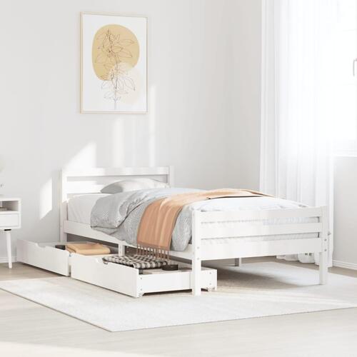 Sengeramme uden madras 100x200 cm massivt fyrretræ hvid
