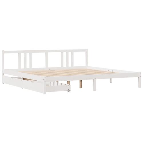 Sengeramme uden madras 200x200 cm massivt fyrretræ hvid