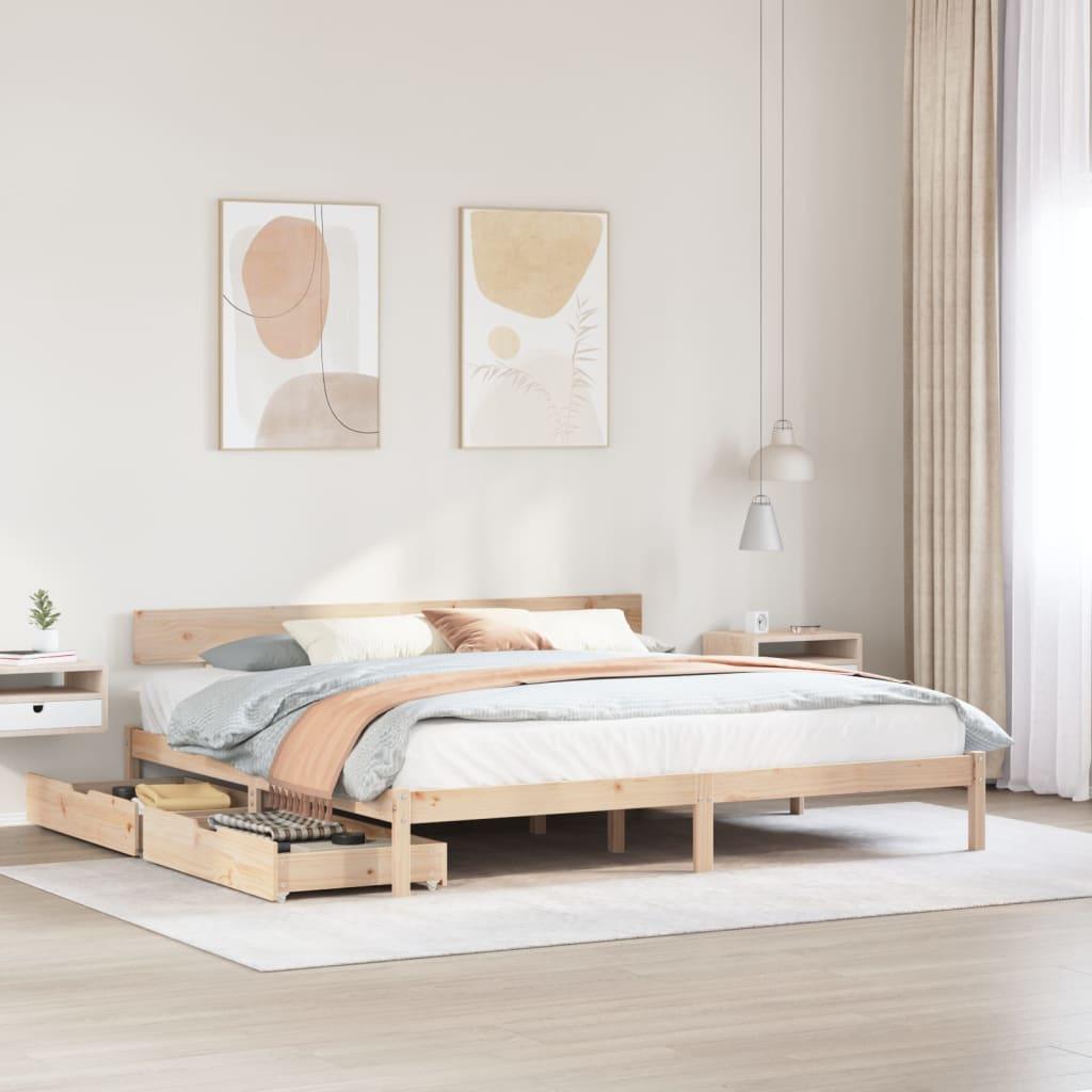 Sengeramme uden madras 200x200 cm massivt fyrretræ
