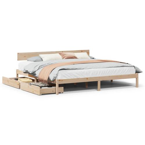 Sengeramme uden madras 200x200 cm massivt fyrretræ