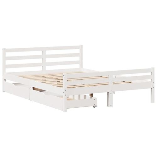 Sengeramme uden madras 140x200 cm massivt fyrretræ hvid