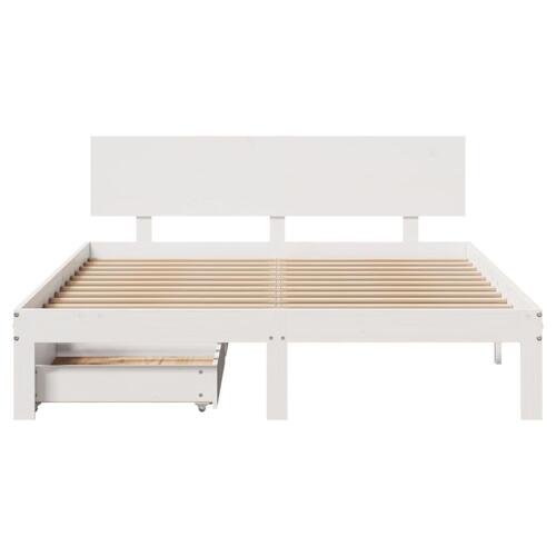 Sengeramme med skuffer 120x200 cm massivt fyrretræ hvid