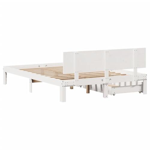 Sengeramme med skuffer 120x200 cm massivt fyrretræ hvid