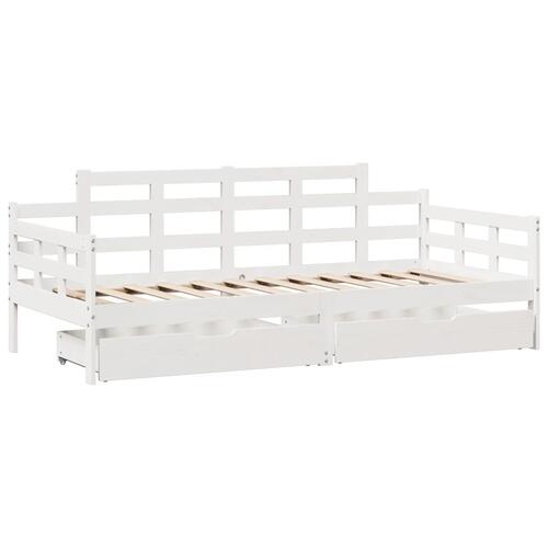 Daybed med skuffer 90x200 cm massivt fyrretræ hvid