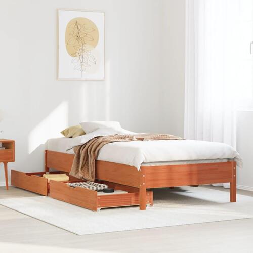 Sengeramme uden madras 90x200 cm massivt fyrretræ gyldenbrun