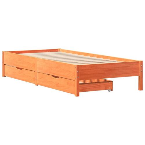 Sengeramme uden madras 90x200 cm massivt fyrretræ gyldenbrun