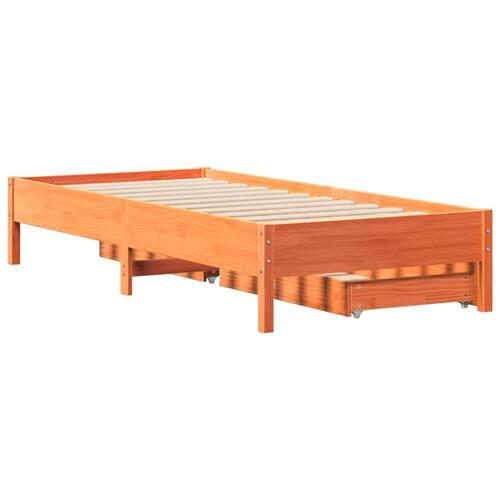 Sengeramme uden madras 90x200 cm massivt fyrretræ gyldenbrun