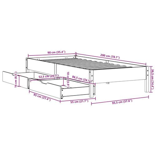 Sengeramme uden madras 90x200 cm massivt fyrretræ gyldenbrun