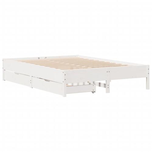 Sengeramme uden madras 140x190 cm massivt fyrretræ hvid