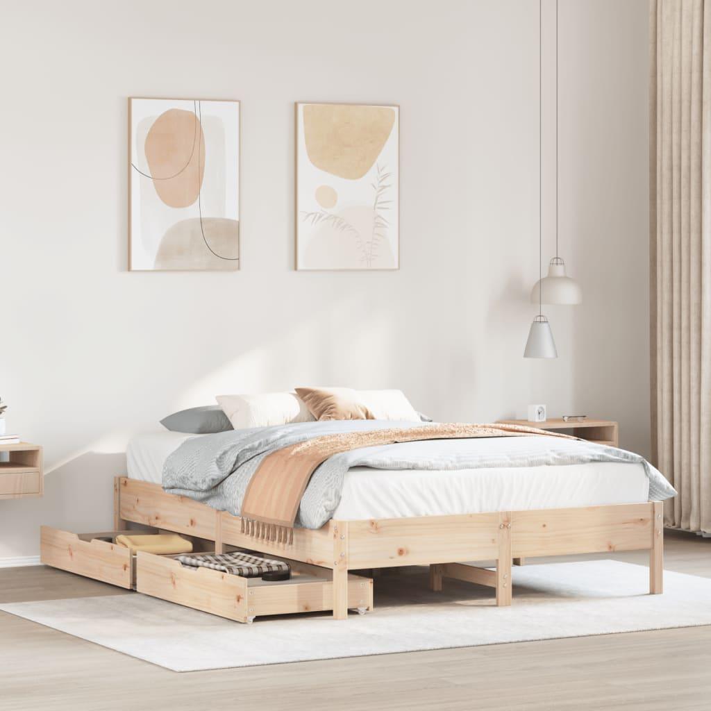 Sengeramme uden madras 120x190 cm massivt fyrretræ billede