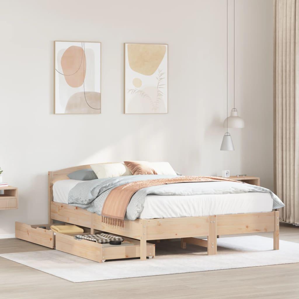 Sengeramme uden madras 140x190 cm massivt fyrretræ billede
