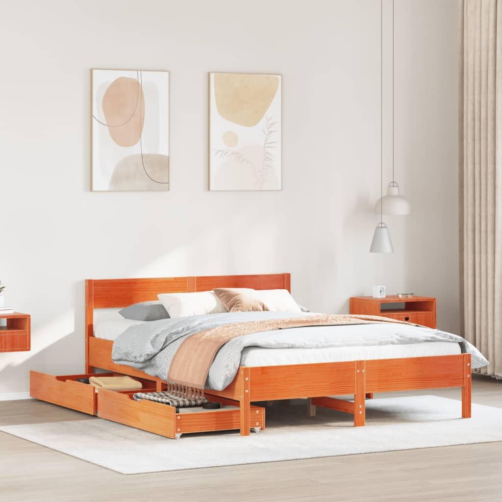 Sengeramme uden madras 120x200 cm massivt fyrretræ gyldenbrun billede