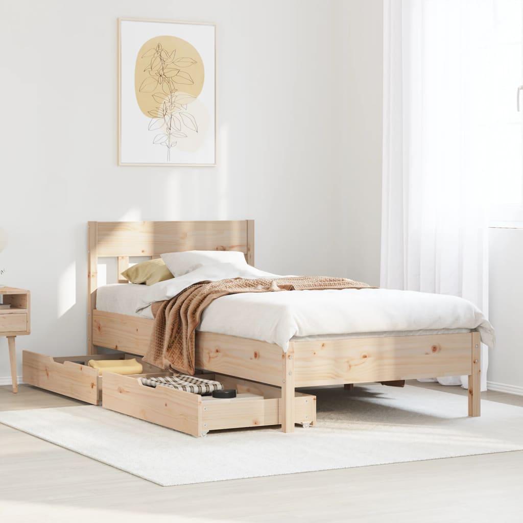 Sengeramme uden madras 75x190 cm massivt fyrretræ billede