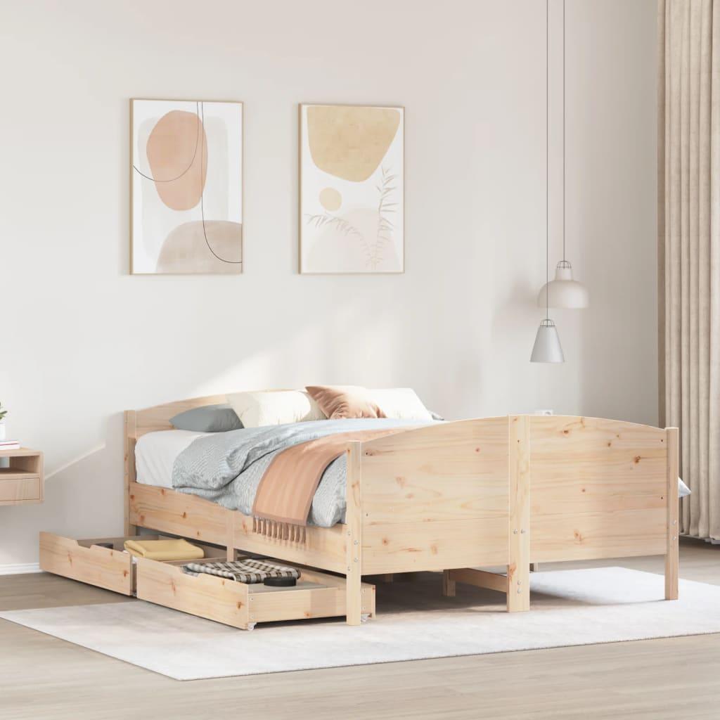 Sengeramme uden madras 140x190 cm massivt fyrretræ billede