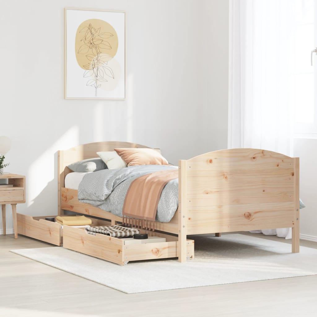 Sengeramme uden madras 75x190 cm massivt fyrretræ billede