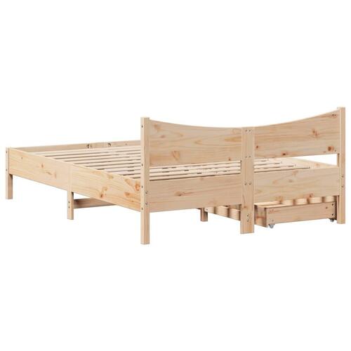 Sengeramme med skuffer 135x190 cm massivt fyrretræ hvid