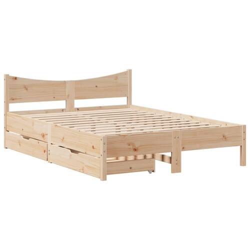 Sengeramme med skuffer 120x200 cm massivt fyrretræ