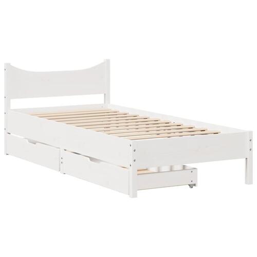 Sengeramme med skuffer 90x200 cm massivt fyrretræ hvid
