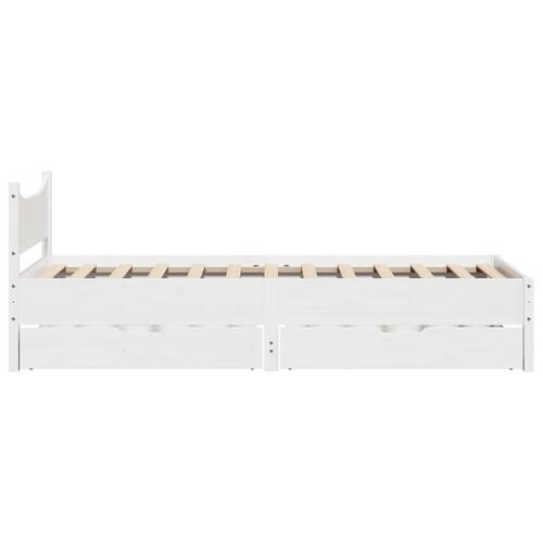 Sengeramme med skuffer 90x200 cm massivt fyrretræ hvid