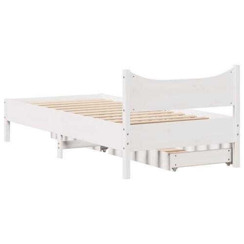 Sengeramme med skuffer 90x200 cm massivt fyrretræ hvid