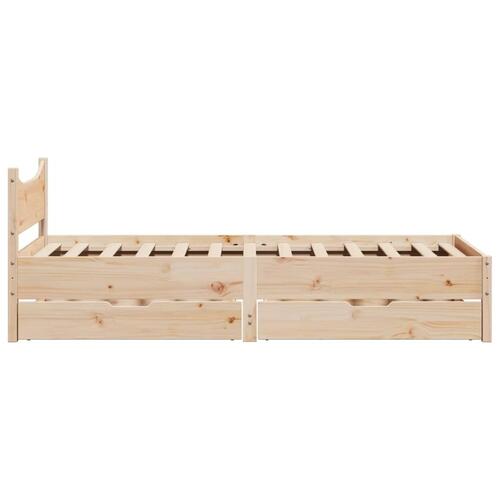 Sengeramme med skuffer 75x190 cm massivt fyrretræ