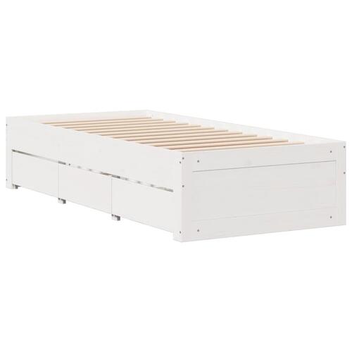 Sengeramme m. skuffer 90x190 cm uden madras massivt fyr hvid