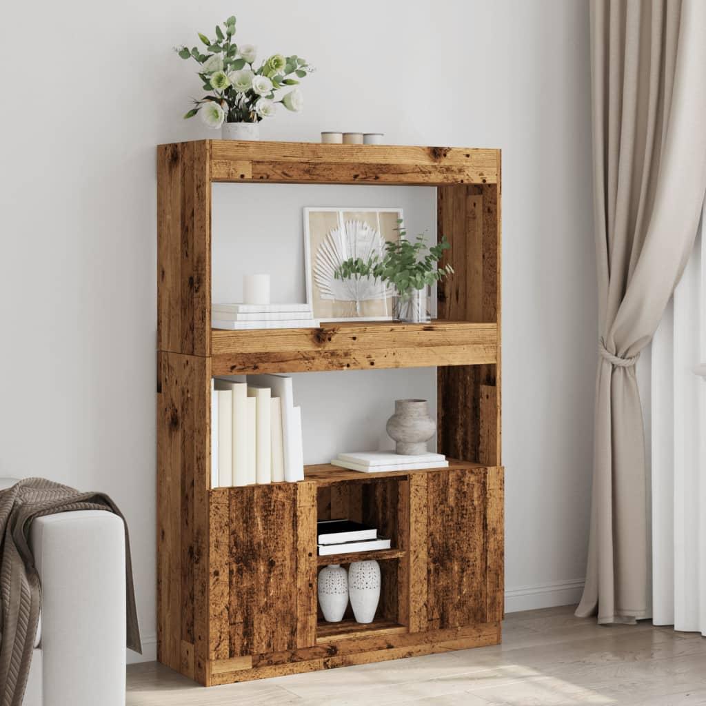 Reol 92x33x140 cm konstrueret træ antikt træ