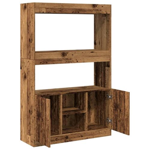 Reol 92x33x140 cm konstrueret træ antikt træ