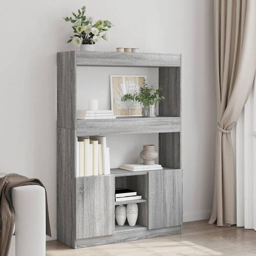 Reol 92x33x140 cm konstrueret træ grå sonoma-eg