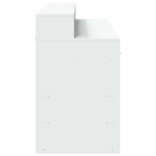Skrivebord med LED-lys 140x55x91 cm konstrueret træ hvid