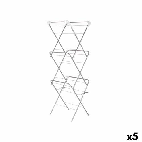 Sammenfoldeligt Tørrestativ Hvid Sølvfarvet 47 x 41 x 136 cm Vertikalt (5 enheder)