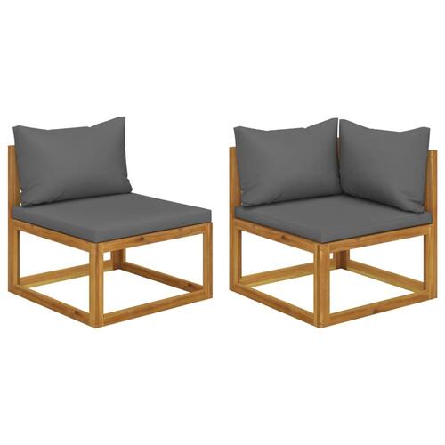 Sofasæt 2 dele mørkegrå hynder massivt akacietræ