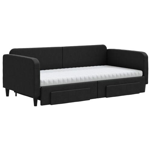 Daybed med udtræk og skuffer 100x200 cm stof sort