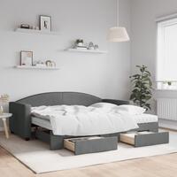 Daybed med udtræk og skuffer 90x190 cm stof mørkegrå