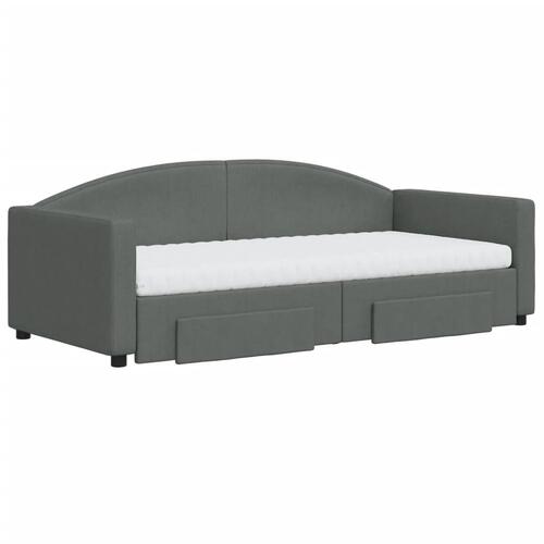 Daybed med udtræk og skuffer 90x190 cm stof mørkegrå