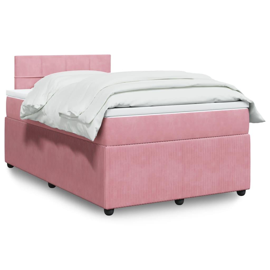 Kontinentalseng med madras 120x190 cm velour lyserød billede