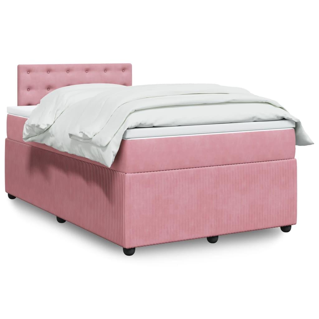 Kontinentalseng med madras 120x190 cm velour lyserød billede