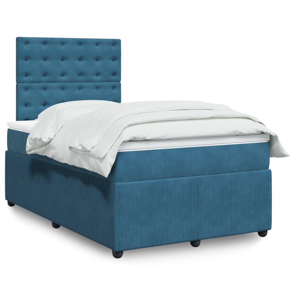 Kontinentalseng med madras 120x190 cm velour mørkeblå billede