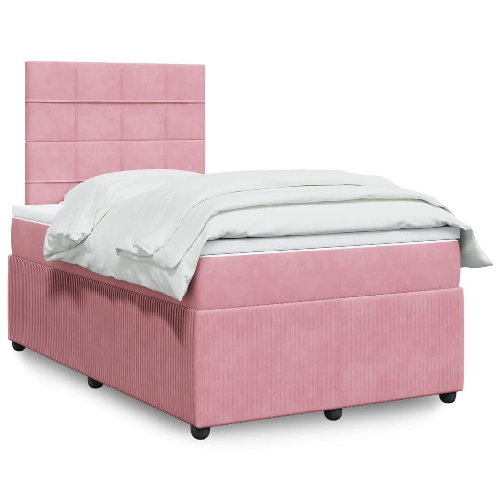Kontinentalseng med madras 120x190 cm velour lyserød billede