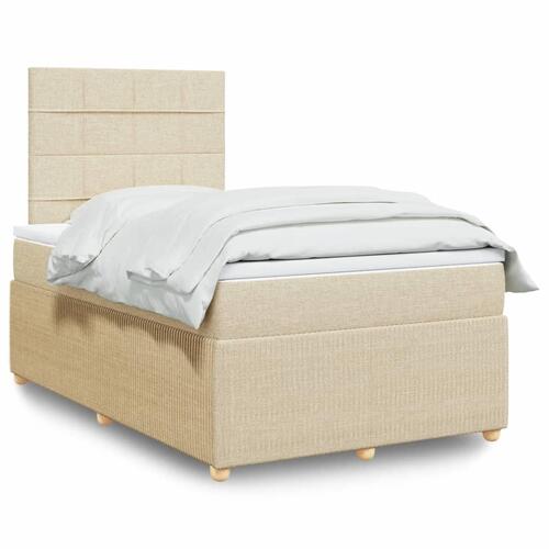 Kontinentalseng med madras 120x190 cm stof cremefarvet