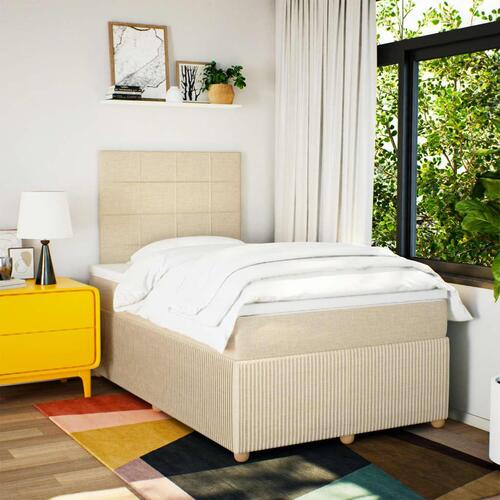Kontinentalseng med madras 120x190 cm stof cremefarvet